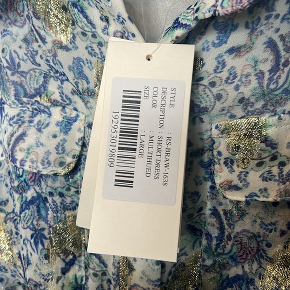 Rococo Sand Braw Mini Shirt Dress In Multihued FLAWED - Picture 8 of 9